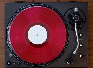 Naklejka premium Vintage Vinyl Record Player Turntable