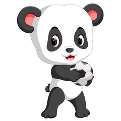 cute baby panda playing soccer