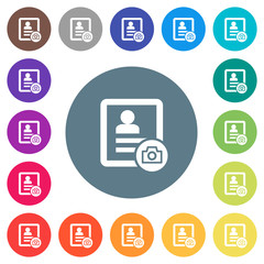 Contact profile picture flat white icons on round color backgrounds