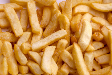 Close up potato fried chips takeaway