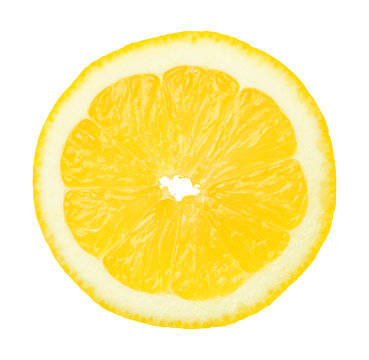 Slice of Lemon Fruit Isolated on White Background
