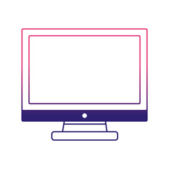 monitor computer tech with office elements vector illustration design