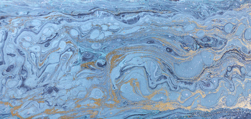 Marble abstract acrylic background. Nature blue marbling artwork texture.