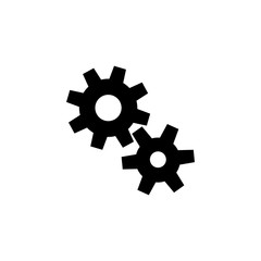 Cogwheel Gear Mechanism. Flat Vector Icon. Simple black symbol on white background