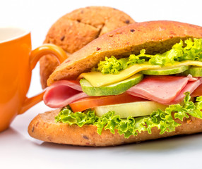 Ham Cheese Sandwich Indicates Bread Roll And Delicatessen