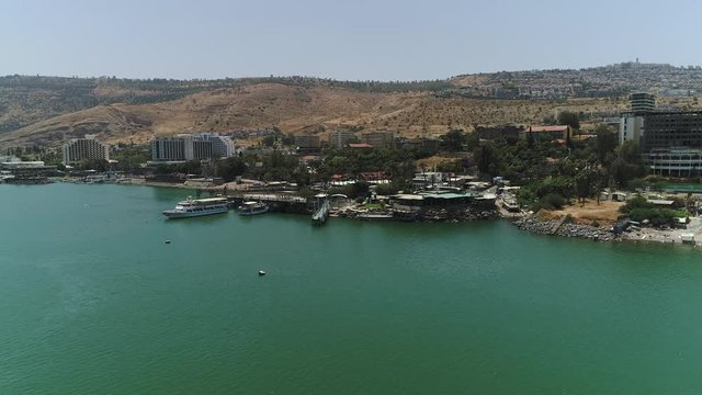 Aerial view of the Sea of Galilee and Tiberias