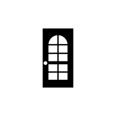 Door with Glass. Flat Vector Icon. Simple black symbol on white background