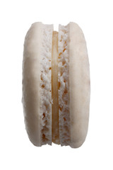 Creamy macaroon on white background