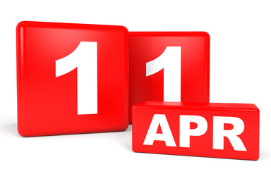 April 11. Calendar on white background.