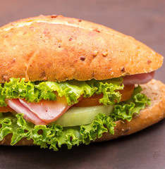 Ham Cheese Sandwich Indicates Bread Roll And Baked
