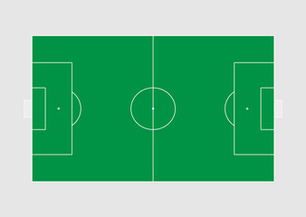 simple green field, top view, football, soccer. International measure and proportions
