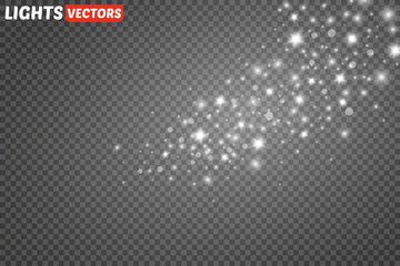 Glow light effect. Vector illustration. Christmas flash. dust
