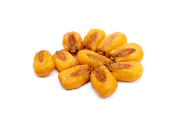 Salted roasted corn isolated on white background