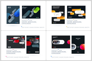 Business set of design brochure, abstract annual report, horizontal cover flyer