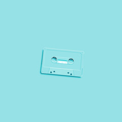 Fototapeta premium Pastel retro realistic cassette on flat background, vector illustration