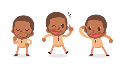 Set of tiny black businessman character in actions. Good idea.
