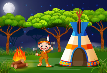 American indians at campsite