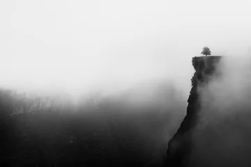 Fotobehang misty canyon with sharp cliff iin Delika © mimadeo