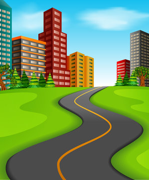 Illustration of a road to the city
