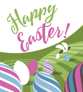 Happy Easter design with eggs and bunny. EPS10 vector illustration.