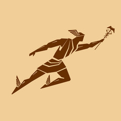 Ancient Greek god Hermes. Vector drawing