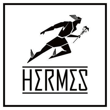 Flying Hermes logo. Vector drawing