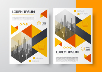Flyer brochure design, business flyer size A4 template, creative leaflet, trend cover geometric yellow color