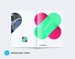 Abstract brochure design, modern annual report, centerfold cover, flyer in A4 with colourful rounded rectangles