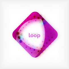 Vector square loop business symbol, geometric icon created of waves, with blurred shadow