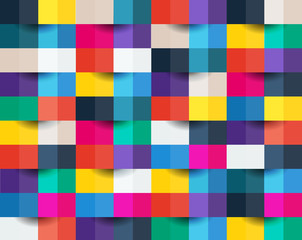 Bunter abstrakter Hintergrund. Quadrat, Box, Pixel, Papierkunst. © Buffaloboy