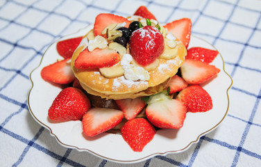 Homemade pancakes with strawberry