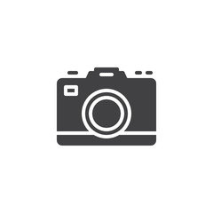 Photo camera vector icon. filled flat sign for mobile concept and web design. Digital camera simple solid icon. Symbol, logo illustration. Pixel perfect vector graphics