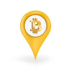 Bitcoin Cryptocurrency Map Pin Isolated