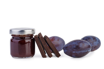 Plum jam with chocolate pieces