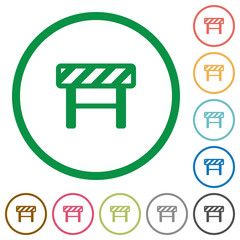 Construction barrier flat icons with outlines