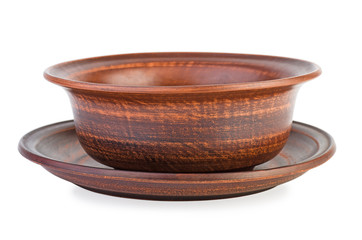 Empty clay plate and bowl