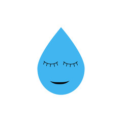 Fototapeta premium Blue kawaii cute happy water drop on white background