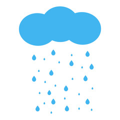 Blue Cloud Rain icon isolated on background. Modern simple flat forecast storm sign. Weather, internet concept. Trendy vector symbol for website design, web button, mobile app.