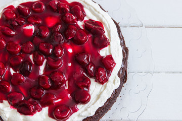 Preparing black forest cake.