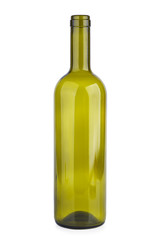 Empty green wine bottle