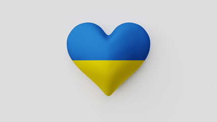 Corazón bandera Ucrania. 3D