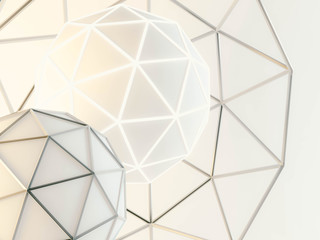 Abstract white structural composition with geosphere. Architectural background. 3D illustration and rendering