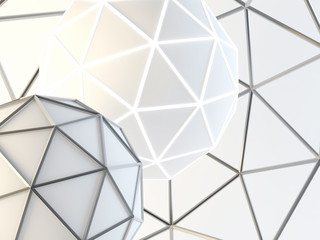 Abstract white structural composition with geosphere. Architectural background. 3D illustration and rendering