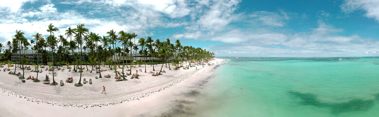 Aerial panoramic view of Bavaro Beach, Punta Cana, Dominican Republic - obrazy, fototapety, plakaty