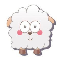 Cute square sheep. Vector illustration isolated on white background.