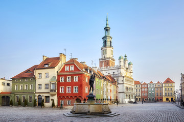 Market Square in the Poznan Old Town, Poland. - obrazy, fototapety, plakaty