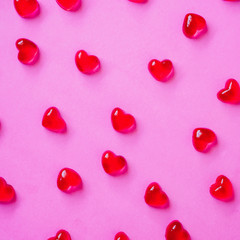 Valentines day background with heart shape candy