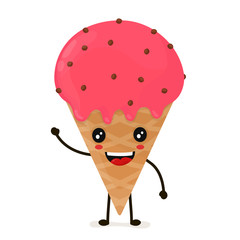 Funny happy cute happy smiling ice cream.