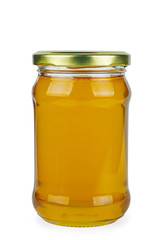 Glass jar with honey