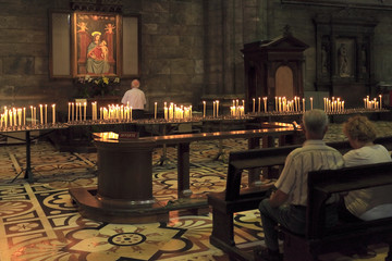 Milan, Italy - Intrior of Cathedral of St. Mary Nascente - Duomo Santa Maria Nascente di Milano at Piazza del Duomo - Cathedral Square